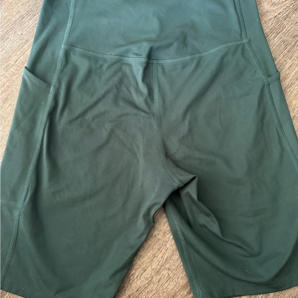 girlfriend collective High-Waist Bike Shorts in Forest Green - Picture 3 of 6